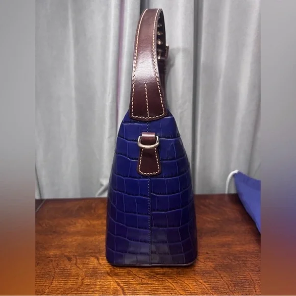 Dooney & Bourke Blue Croc-Embossed Shoulder Bag - Picture 2 of 7